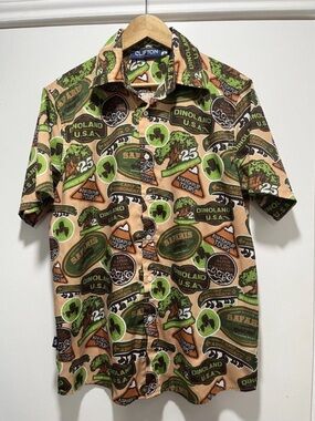 *RARE* Clifton Dinoland USA Medium Camp Shirt Anandapur Tours Custom Disney